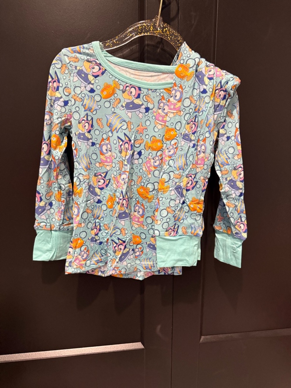Kids' Bluey Cartoon Fish Long Sleeve Pajama Top And Bottoms